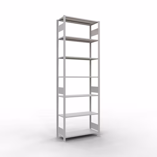 Basisplank, legplank, insteeksysteem MULTIplus150, 3000 x 1000 x 400 mm (HxBxD), 7 legborden, lengtestangen, RAL 7035 lichtgrijs, basisplank, art.nr. 32642-LR