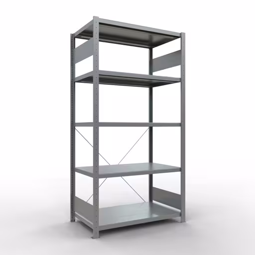 Figuur nr. 9 van het artikel basisrek, legbord, insteeksysteem MULTIplus330, 2000 x 1000 x 600 mm (HxBxD), 5 legborden, kruisschoor, verzinkt uit de productgroep insteeksysteem van het merk Schulte Lagertechnik.