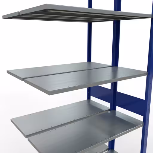 Productafbeelding nr. 7 van het artikel aanbouwplank, dubbele plank, stellingsysteem MULTIplus150, 3000 x 1000 x (2x400) mm, 2x7 planken, RAL 5010 gentiaanblauw uit het assortiment stellingrekken van Schulte Lagertechnik