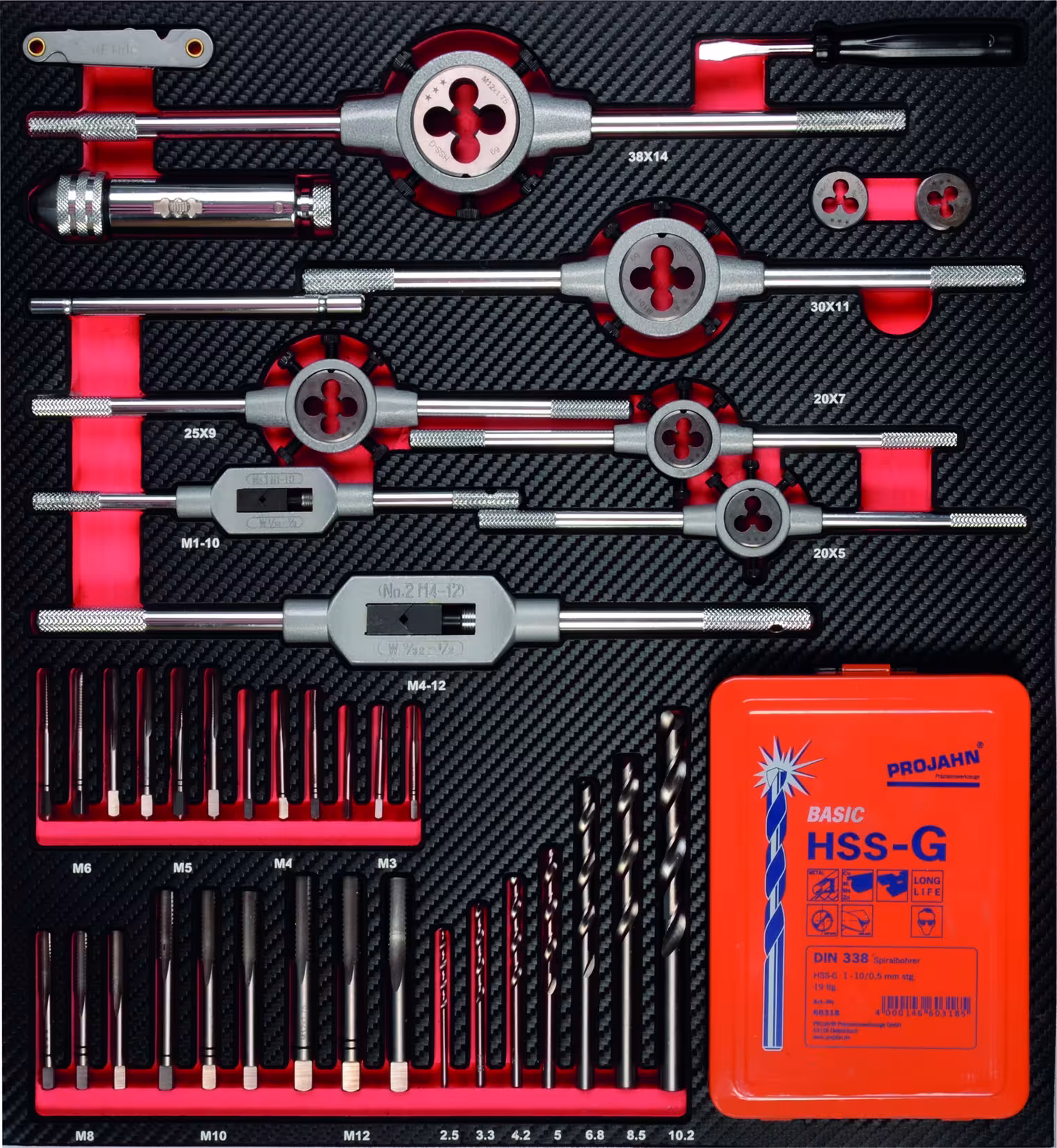 Plaats draadsnijgereedschappen van PROJAHN Inzet draadsnijgereedschappen, organisatiesystemen & werkplaatswagens