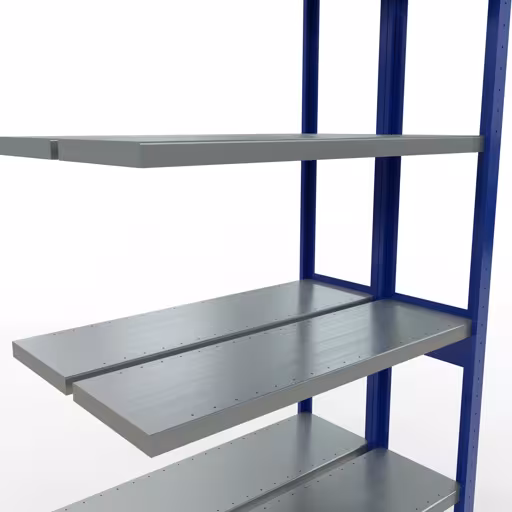 Aanbouwrekken, dubbele rekken, stellingsysteem MULTIplus250, 2500 x 1000 x (2x300) mm (HxBxD), 2x6 planken, lengtebalk, RAL 5010 gentiaanblauw met artikelnr. 33236-B Aanbouwrekken, dubbele rekken, rekkensysteem MULTIplus250, 2500 x 1000 x (2x300) mm, 2x6 planken, lengtestangen, RAL 5010 gentiaanblauw van Schulte Lagertechnik uit de categorie rekken