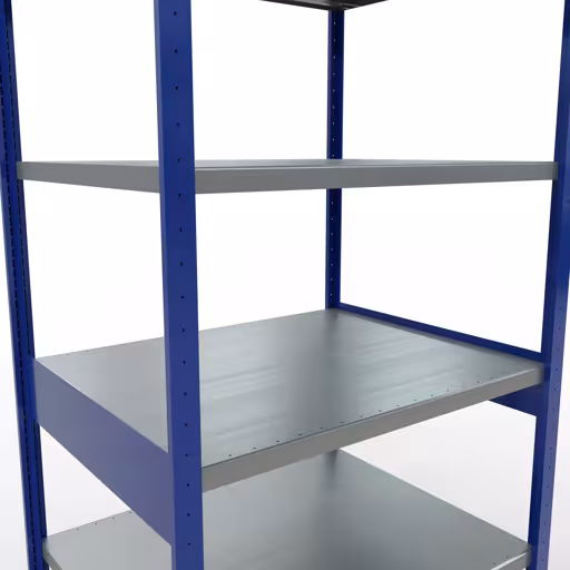 Basisplank, legplank, insteeksysteem MULTIplus330, 2500 x 1000 x 800 mm (HxBxD), 6 legborden, kruisschoor, RAL 5010 gentiaanblauw/verzinkt van Schulte Lagertechnik uit de categorie insteeksystemen