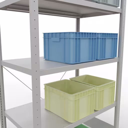 Extra afbeelding van het artikel Basisplank, legplank, insteeksysteem MULTIplus250, 2000 x 1000 x 600 mm, 5 legborden, kruisschoor, RAL 7035 lichtgrijs van basisplank
