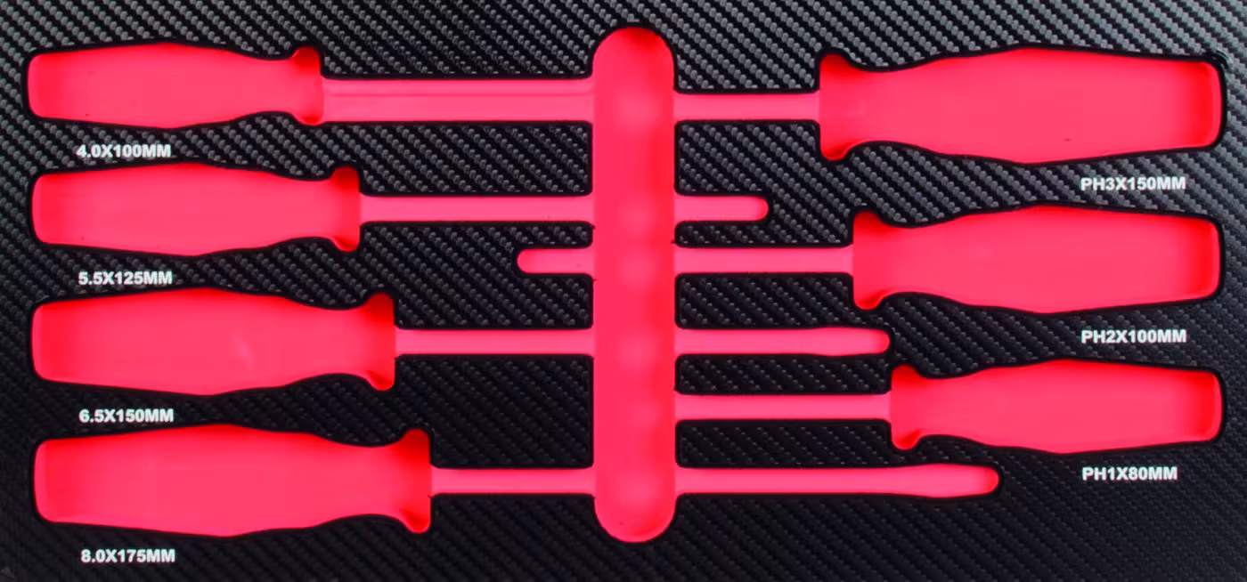 Inzetschroevendraaier voor 7 kruiskopschroeven PH en gleufschroeven leeg of gevuld van PROJAHN Inzetschroevendraaier voor 7 kruiskopschroeven PH en gleufschroeven leeg of gevuld, organisatiesystemen & werkplaatswagens