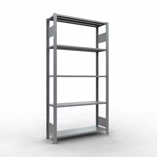 Basisplank, legplank, insteeksysteem MULTIplus150, 2000 x 1000 x 300 mm (HxBxD), 5 legborden, lengtestangen, verzinkt, basisplank, art.nr. 12730-LR
