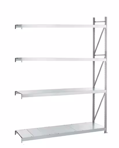 Aanbouwstellingen, breedvakstellingen WS 3000 met stalen panelen, 2500 x 1500 x 800 mm, verzinkt, 4 niveaus, vakbelasting 500 kg, vakbelasting 2.000 kg van Schulte Lagertechnik Aanbouwstelling, breedvakstelling WS 3000 met stalen panelen, 2500 x 1500 x 800 mm, verzinkt, 4 niveaus, vakbelasting 500 kg, vakbelasting 2.000 kg, WS3000, art.nr. 22167