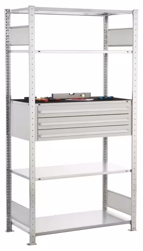 Figuur nr. 7 van het artikel basisplank, ladeplank MULTIplus150, 2000 x 1000 x 500 mm, 4 MULTIplus150 planken, 1 set van 3 laden, verzinkt uit de productgroep plankenplanken van Schulte Lagertechnik.