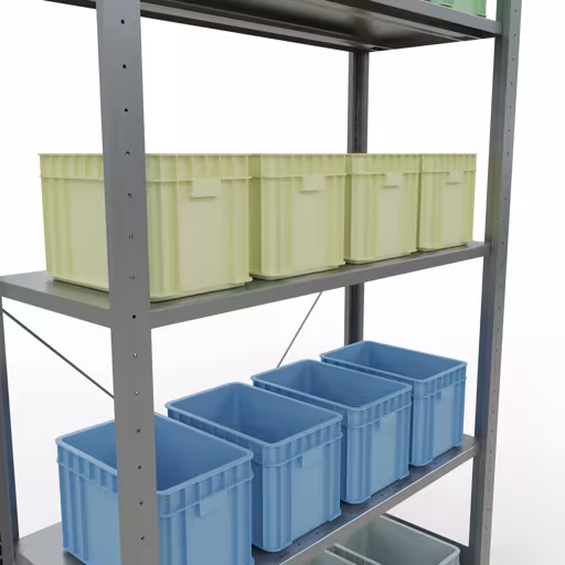 Productafbeelding nr. 15 van het artikel basisplank, legbord, insteeksysteem MULTIplus150, 2000 x 1000 x 400 mm (HxBxD), 5 legborden, kruisschoor, verzinkt Figuur nr. 15 van het artikel basisrek, legplank-insteeksysteem MULTIplus150, 2000 x 1000 x 400 mm, 5 legborden, verzinkt uit de productgroep insteeksysteem van het merk Schulte Lagertechnik.