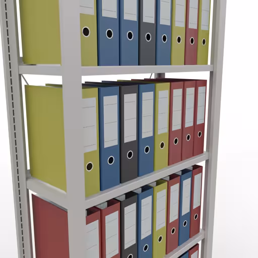 Productafbeelding nr. 13 van het artikel basisplank, kantoorplank, insteeksysteem MULTIplus85, 2000 x 750 x 300 mm, 6 planken, kruisschoor, met stoplijst, lichtgrijs Afbeelding nr. 13 van het artikel, kantoorrekken, insteeksysteem MULTIplus85, 2000 x 750 x 300 mm, 6 planken, met aanslaglijst, lichtgrijs uit de productgroep kantoorrekken van Schulte Lagertechnik