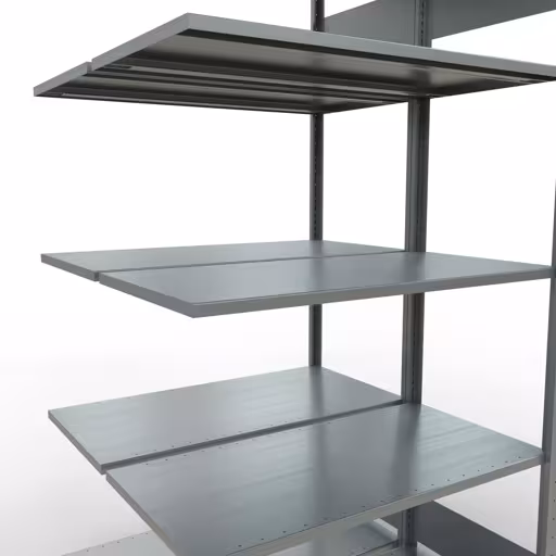 Afbeelding nr. 12 van het artikel aanbouwrekken, dubbele rekken, stellingrekken, insteeksysteem MULTIplus150, 2000 x 1000 x (2x500) mm, 2x5 planken, lengtestangen, verzinkt uit de productgroep stellingrekken van Schulte Lagertechnik