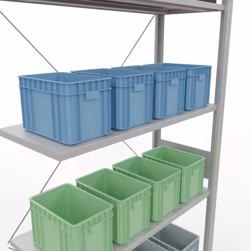 Productafbeelding nr. 13 van het artikel Aanbouwrekken, legbordstellingen, insteeksysteem MULTIplus85, 3000 x 1000 x 400 mm (HxBxD), 7 legborden, kruisschoor, RAL 7035 lichtgrijs Figuur nr. 13 van het artikel aanbouwrekken, legbordstellingen, insteeksysteem MULTIplus85, 3000 x 1000 x 400 mm, 7 legborden, RAL 7035 lichtgrijs uit de productgroep insteeksysteem van het merk Schulte Lagertechnik.