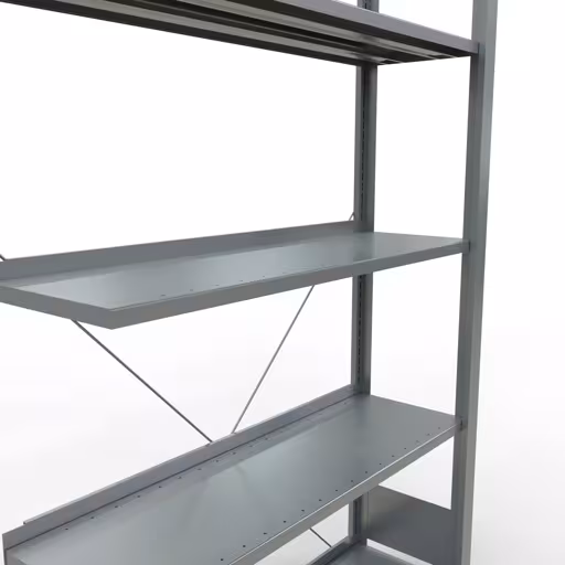 Figuur nr. 13 van het artikel aanbouwrekken, kantoorrekken, insteeksysteem MULTIplus85, 1800 x 1000 x 300 mm, 5 legborden, kruisschoor, verzinkt, met aanslaglijst uit de productgroep kantoorrekken van Schulte Lagertechnik.