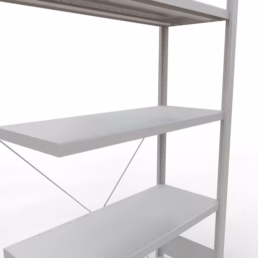 Productafbeelding nr. 7 van het artikel aanbouwrekken, legbord, insteeksysteem MULTIplus250, 2000 x 1000 x 400 mm, 5 legborden, kruisschoor, RAL 7035 lichtgrijs uit het assortiment insteeksysteem van het merk Schulte Lagertechnik