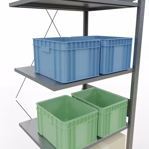 Productafbeelding nr. 12 van het artikel aanbouwrekken, legbord, insteeksysteem MULTIplus150, 3000 x 750 x 600 mm, 7 legborden, verzinkt uit het assortiment insteeksysteem van Schulte Lagertechnik