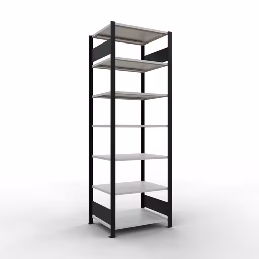 Figuur nr. 13 van het artikel, kantoorreksysteem MULTIplus150, 2300 x 750 x 600 mm, 7 planken, zonder middenaanslag, zwart/lichtgrijs uit de productgroep kantoorrekken van Schulte Lagertechnik.