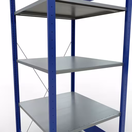 Andere productaanzicht Basisplank, legbord, insteeksysteem MULTIplus150, 2000 x 750 x 800 mm (HxBxD), 5 legborden, kruisschoor, RAL 5010 gentiaanblauw/verzinkt/verzinkt Andere weergave van het artikel basisplank, legbord, insteeksysteem MULTIplus150, 2000 x 750 x 800 mm, 5 legborden, RAL 5010 gentiaanblauw/verzinkt/verzinkt uit de categorie insteeksysteem