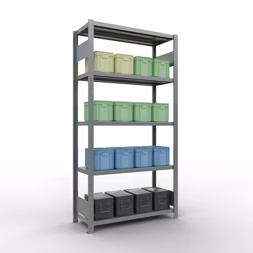 Basisplank, legbord, insteeksysteem MULTIplus330, 2000 x 1000 x 400 mm, 5 legborden, lengtestangen, verzinkt van het merk Schulte Lagertechnik uit het assortiment insteeksysteem