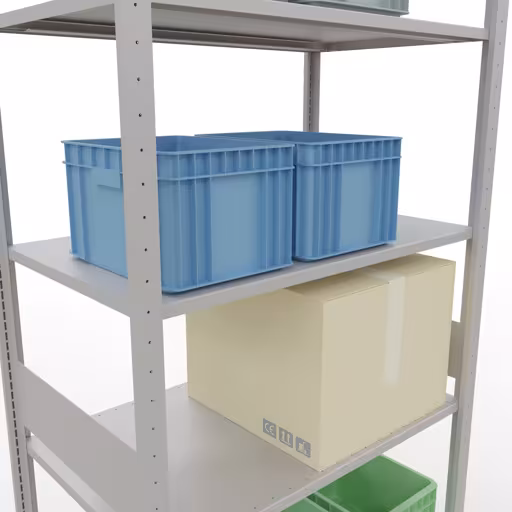 Basisplank, legplank, insteeksysteem MULTIplus150, 3000 x 1000 x 600 mm (HxBxD), 7 legborden, lengtestangen, RAL 7035 lichtgrijs met de GTIN 4004514293282 Basisplank, plankplank, insteeksysteem MULTIplus150, 3000 x 1000 x 600 mm, 7 planken, RAL 7035 lichtgrijs van Schulte Lagertechnik met het artikelnr. 32662-LR