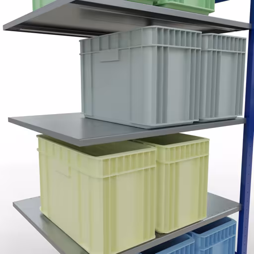 Productafbeelding nr. 15 van het artikel aanbouwplank, legbord, insteeksysteem MULTIplus150, 2000 x 1000 x 800 mm, 5 legborden, RAL 5010 gentiaanblauw/verzinkt uit het insteeksysteem-assortiment van Schulte Lagertechnik