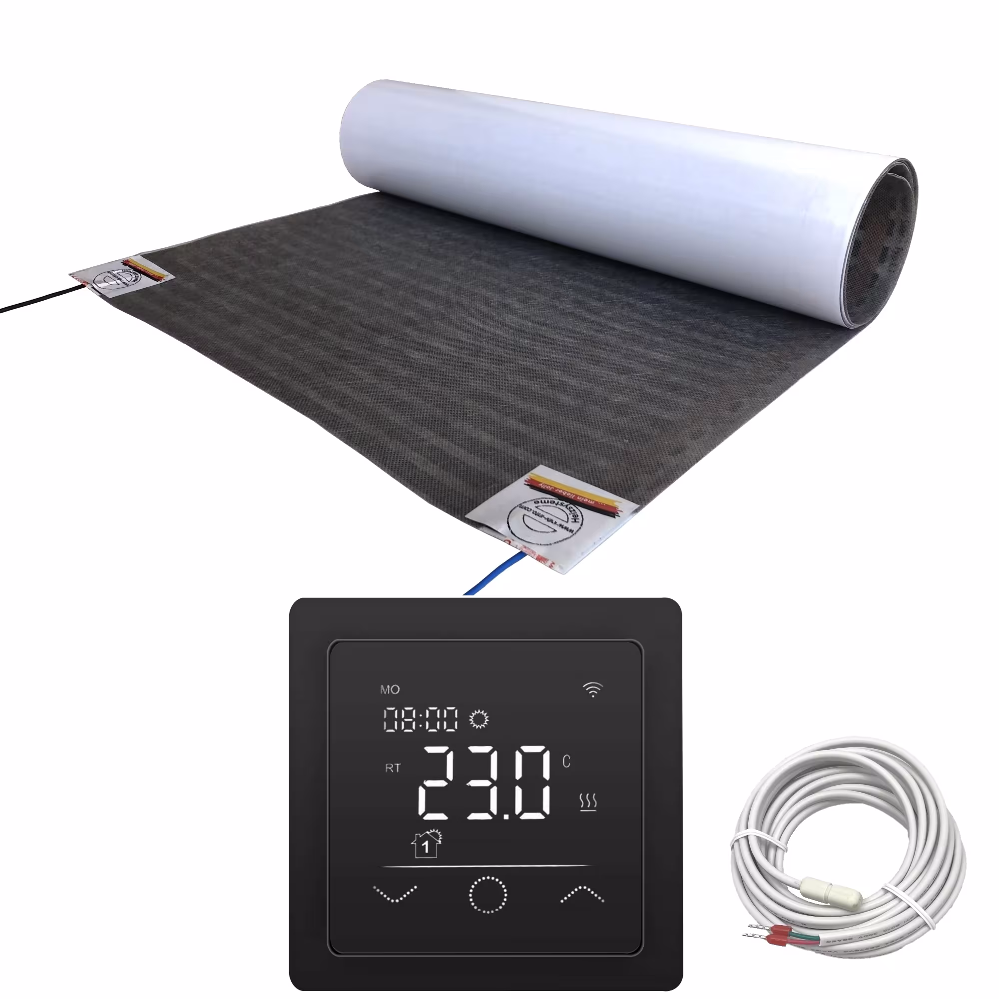 HoWaTech Lux Elektrische Vloerverwarming | Set met verwarmingsfolie en WiFi controller Touch zwart, elektrische vloerverwarming, art.nr. 24243125