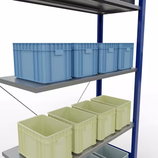Figuur nr. 11 van het artikel aanbouwrekken, legbordstellingen, insteeksysteem MULTIplus85, 2000 x 1000 x 400 mm, 5 legborden, RAL 5010 gentiaanblauw uit de productgroep insteeksysteem van Schulte Lagertechnik.