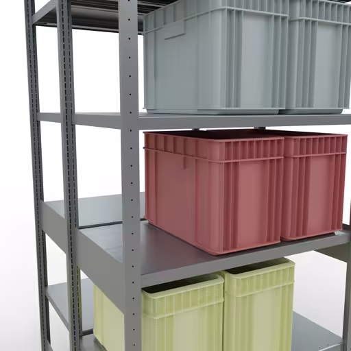 Extra afbeelding van het artikel Basisplank, dubbele plank, legplank-insteeksysteem MULTIplus250, 2500 x 1000 x (2x600) mm, 2x6 legborden, lengtestangen, verzinkt uit dubbele legborden