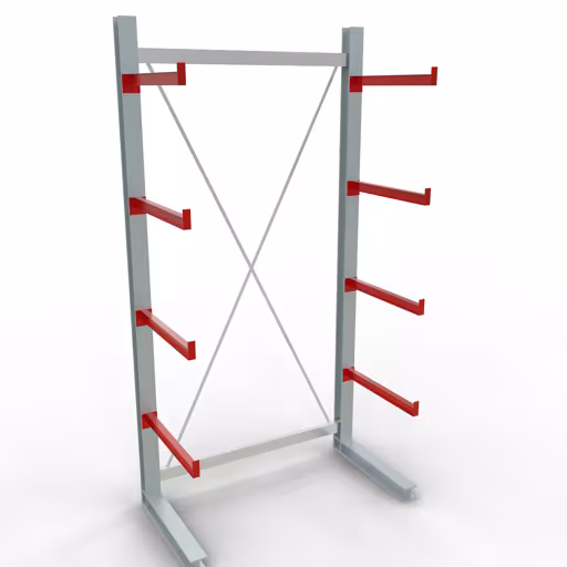 Afbeelding nr. 7 van artikel K 6000 complete stelling, eenzijdig, 3000 x 1500 x 750 mm, RAL 7001 / RAL 3000, 5 opslagniveaus uit de productgroep draagarmstellingen van het merk Schulte Lagertechnik