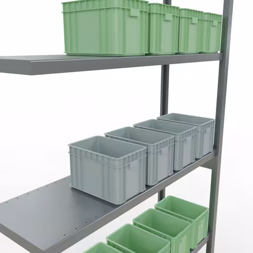 Afbeelding nr. 13 van het artikel aanbouwrekken, legbordstellingen, insteeksysteem MULTIplus250, 3000 x 1300 x 400 mm, 7 legborden, lengtestangen, verzinkt uit de productgroep insteeksysteem van Schulte Lagertechnik
