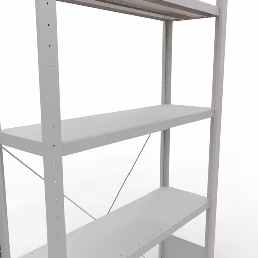 Productafbeelding nr. 12 van het artikel basisplank, legbord, insteeksysteem MULTIplus330, 2000 x 1000 x 300 mm, 5 legborden, kruisschoor, RAL 7035 lichtgrijs Figuur nr. 12 van het artikel basisplank, legbord, insteeksysteem MULTIplus330, 2000 x 1000 x 300 mm, 5 legborden, kruisschoor, RAL 7035 lichtgrijs uit de productgroep insteeksysteem van Schulte Lagertechnik.