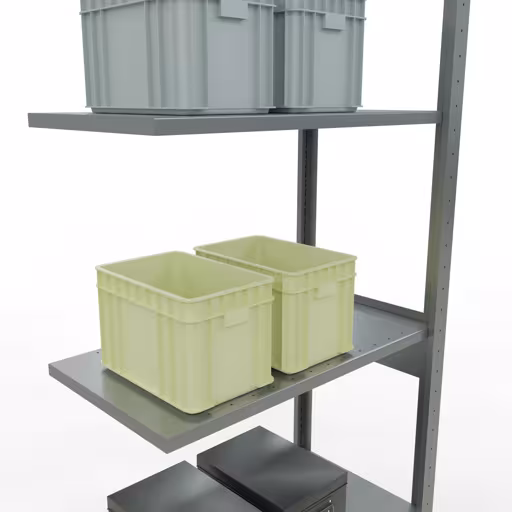 Aanbouwrekken, legborden, insteeksysteem MULTIplus150, 2500 x 750 x 400 mm (HxBxD), 6 legborden, lengtestangen, verzinkt met GTIN 4004514254641 Aanbouwplank, legbord, insteeksysteem MULTIplus150, 2500 x 750 x 400 mm, 6 legborden, verzinkt van Schulte Lagertechnik met het artikelnr. 12746-75-LR