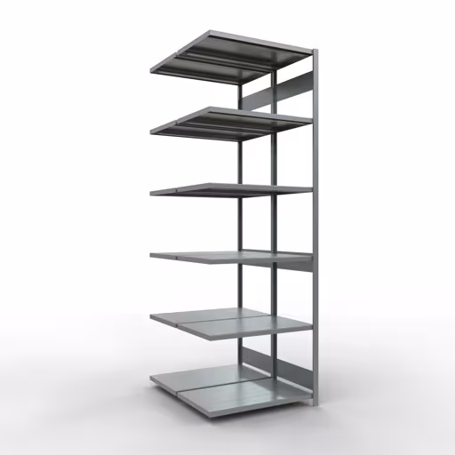 Aanbouwrekken, dubbele rekken, stellingsysteem MULTIplus250, 3000 x 1000 x (2x600) mm (HxBxD), 2x7 planken, lengtestangen, verzinkt, dubbele planken, art.nr. 17967