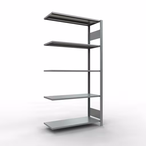 Aanbouwrekken, legborden, insteeksysteem MULTIplus85, 2000 x 1000 x 400 mm (HxBxD), 5 legborden, lengtestangen, verzinkt, aanbouwplank, art.nr. 13145-LR