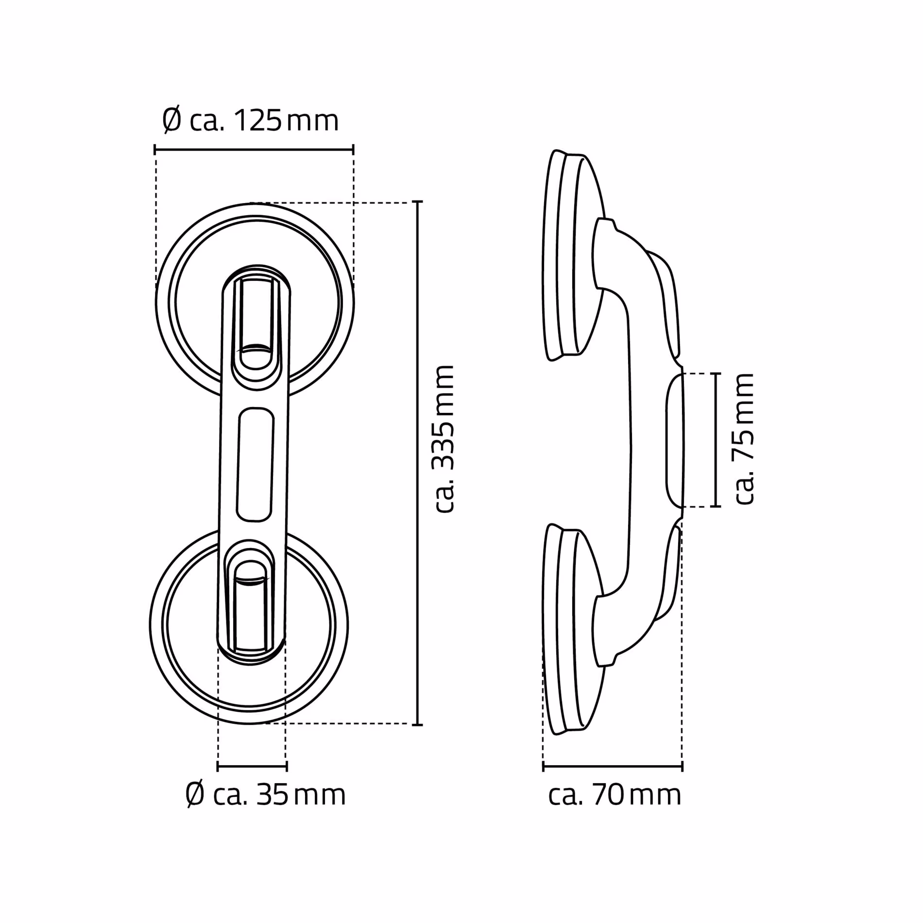 Extra afbeelding bij het artikel zuiggreep Rob S, wit, ABS van handgrepen