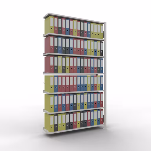 Productafbeelding nr. 12 van het artikel Aanbouwstelling, kantoorstelling, insteeksysteem MULTIplus85, 2300 x 1300 x 300 mm, 7 legborden, kruisschoor, met stoplijst, lichtgrijs Figuur nr. 12 van het artikel, kantoorrekken, insteeksysteem MULTIplus85, 2300 x 1300 x 300 mm, 7 planken, met stoplijst, lichtgrijs uit de productgroep kantoorrekken van Schulte Lagertechnik.