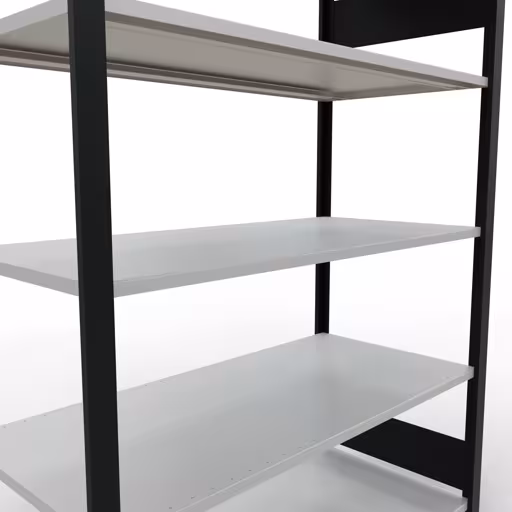Basisstelling, kantoorstelling, insteeksysteem MULTIplus150, 1800 x 1300 x 600 mm, 5 planken, lengtestangen, zonder middenaanslag, zwart/lichtgrijs van Schulte Lagertechnik uit de categorie kantoorrekken