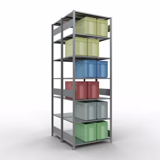 Productafbeelding nr. 14 van het artikel basisplank, dubbele plank, legbord insteeksysteem MULTIplus150, 3000 x 1000 x (2x600) mm (HxBxD), 2x7 legborden, lengtestangen, verzinkt Afbeelding nr. 14 van het artikel basisrek, dubbel legbord, legbordinsteeksysteem MULTIplus150, 3000 x 1000 x (2x600) mm, 2x7 legborden, lengtestangen, verzinkt uit de productgroep legbordstellingen van Schulte Lagertechnik