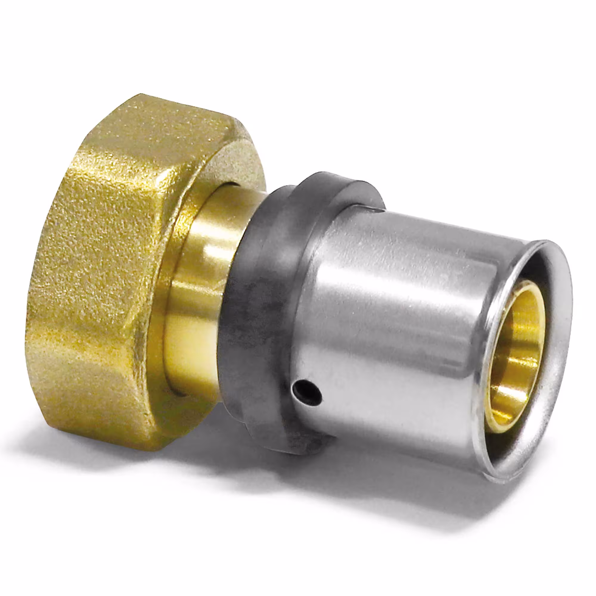 Pipetec persovergangsschroefverbinding van aluminium composietbuis 16 x 2 mm naar 3/4" Euroconus schroefverbinding van Pipetec Persovergangsschroefverbinding met binnendraad Euroconus, persfittingen, artikelnr. PFV1605EK