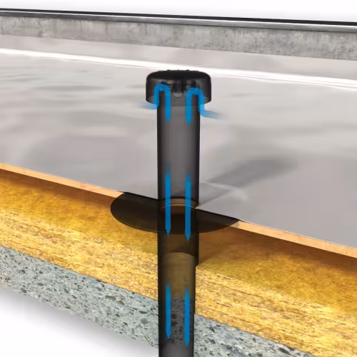 Flavent woonkamerventilatie en ontluchter onderdeel voor tweedelige uitvoering DN 75, met hard PVC flens uit de categorie ongeïsoleerde dakdoorgangen met de GTIN 4027822461150 Flavent woonkamerventilator van het merk Klöber uit de categorie ongeïsoleerde dakdoorgangen