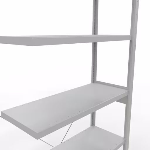 Aanbouwrek, stelling, insteeksysteem MULTIplus330, 2500 x 1000 x 400 mm, 6 legborden, kruisschoor, RAL 7035 lichtgrijs van Schulte Lagertechnik uit het assortiment insteeksysteem