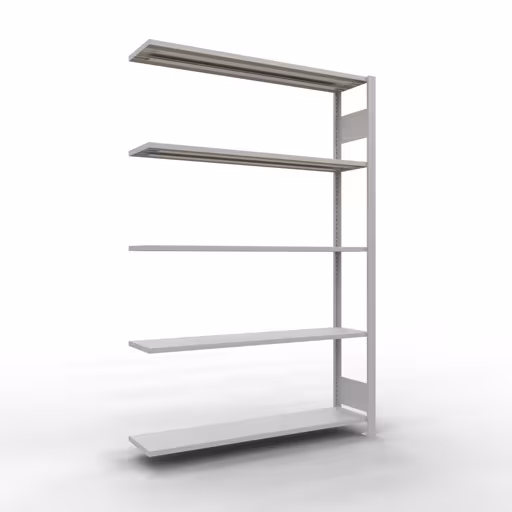 Aanbouwrekken, rekken, insteeksysteem MULTIplus150, 2000 x 1300 x 300 mm, 5 legborden, lengtestangen, RAL 7035 lichtgrijs van Schulte Lagertechnik uit de categorie insteeksystemen