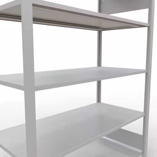 Basisplank, kantoorrek, insteeksysteem MULTIplus150, 1800 x 1300 x 600 mm, 5 planken, lengtestangen, zonder middenaanslag, lichtgrijs uit de categorie insteeksysteem met de GTIN 4004514276551 Basisplank, kantoorrek, insteeksysteem MULTIplus150, 1800 x 1300 x 600 mm, 5 planken, zonder middenaanslag, lichtgrijs van het merk Schulte Lagertechnik uit het assortiment kantoorrekken