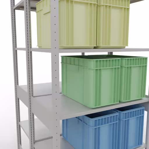 Basisplank, dubbele plank, legplank-insteeksysteem MULTIplus150, 2500 x 1000 x (2x600) mm (HxBxD), 2x6 legborden, lengtestangen, RAL 7035 lichtgrijs met artikelnr. 33161 Basisplank, dubbele plank, rekkensysteem MULTIplus150, 2500 x 1000 x (2x600) mm, 2x6 planken, RAL 7035 lichtgrijs van Schulte Lagertechnik uit de categorie rekken