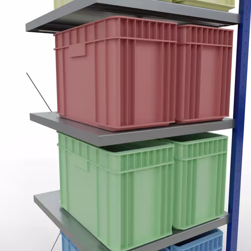 Extra afbeelding van het artikel opzetplank, legplank, insteeksysteem MULTIplus250, 2000 x 750 x 800 mm, 5 legborden, RAL 5010 gentiaanblauw/verzinkt/verzinkt vanaf opzetplank