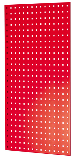 Geperforeerde plaat zijpaneel, 90 x 1000 x 600 mm (H x D), RAL 3000 vuurrood van Schulte Lagertechnik uit de categorie plug-in systeem