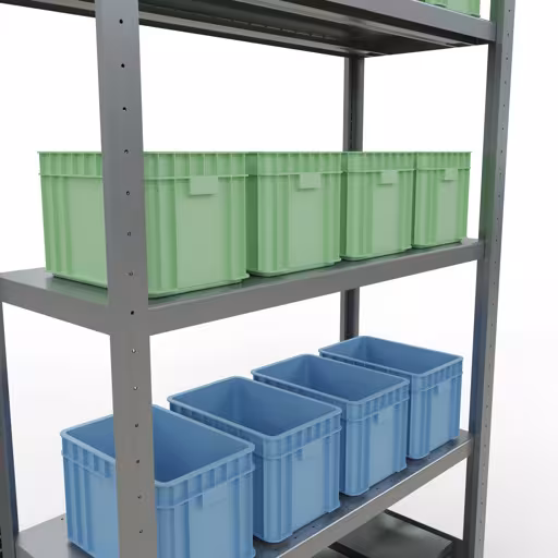 Figuur nr. 15 van het artikel basisrek, legbord, insteeksysteem MULTIplus330, 2000 x 1000 x 400 mm, 5 legborden, lengtestangen, verzinkt uit de insteeksysteem productgroep van Schulte Lagertechnik.