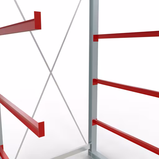 Productafbeelding nr. 10 van artikel K 6000 compleet legbord, eenzijdig, 3000 x 1500 x 1250 mm, RAL 7001 / RAL 3000, 5 opslagniveaus Afbeelding nr. 10 van artikel K 6000 complete stelling, eenzijdig, 3000 x 1500 x 1250 mm, RAL 7001 / RAL 3000, 5 opslagniveaus uit de productgroep draagarmstellingen van Schulte Lagertechnik