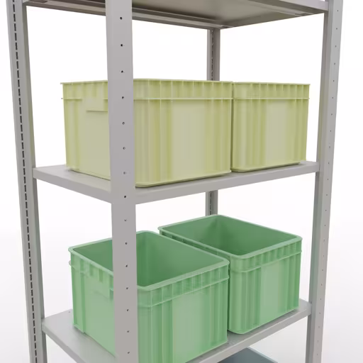 Extra afbeelding van het artikel Basisplank, legplank, insteeksysteem MULTIplus150, 2000 x 750 x 500 mm, 5 legborden, lengtestangen, RAL 7035 lichtgrijs van basisplank