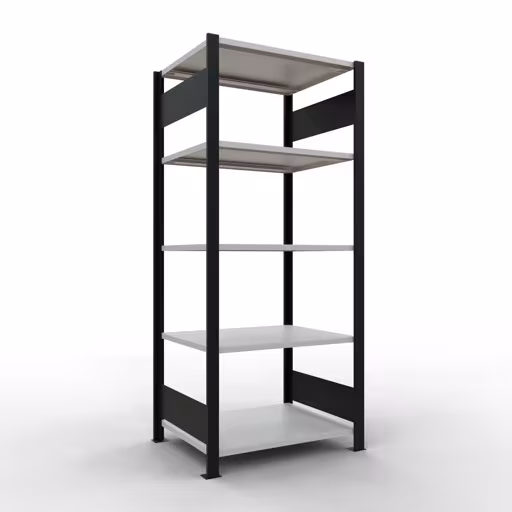 Figuur nr. 7 van het artikel basisrek, kantoorrek, insteeksysteem MULTIplus150, 1800 x 750 x 600 mm, 5 planken, lengtestangen, zonder middenaanslag, zwart/lichtgrijs uit de productgroep kantoorrekken van Schulte Lagertechnik.