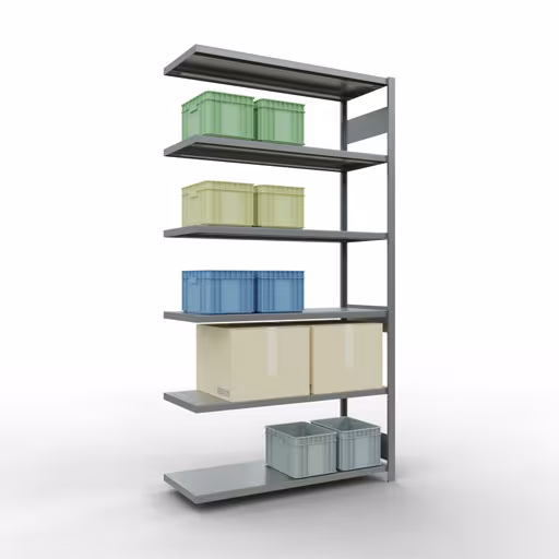 Afbeelding nr. 13 van het artikel aanbouwrekken, legbordstellingen, insteeksysteem MULTIplus250, 2500 x 1300 x 500 mm, 6 legborden, lengtestangen, verzinkt uit de productgroep insteeksysteem van Schulte Lagertechnik