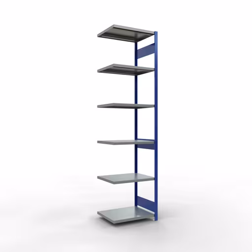 Aanbouwrekken, rekken, insteeksysteem MULTIplus250, 3000 x 750 x 600 mm (HxBxD), 7 planken, lengtestangen, RAL 5010 gentiaanblauw/verzinkt/verzinkt van Schulte Lagertechnik Aanbouwrekken, legbordstellingen, insteeksysteem MULTIplus250, 3000 x 750 x 600 mm (HxBxD), 7 legborden, lengtebalk, RAL 5010 gentiaanblauw/verzinkt/verzinkt, aanbouwplank, art.nr. 12967-75-LR-B